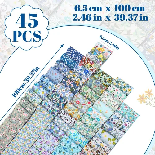 Vista 2 de 45 piezas de rollos de tela, tiras de tela precortadas para acolchar, tela de acolchado de algodón para manualidades de patchwork, algodón de tejido