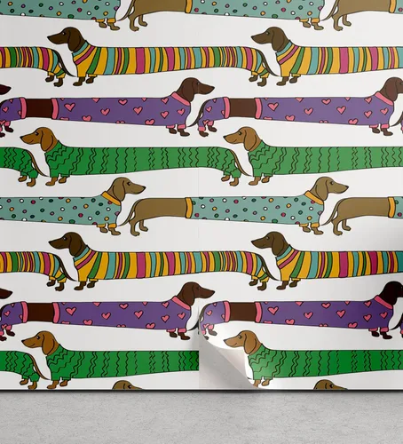 Vista 39 de Ambesonne Papel tapiz despegable y adhesivo con patrón de esquí para el hogar, personas esquiando en colores pastel continuos en la pista, árboles