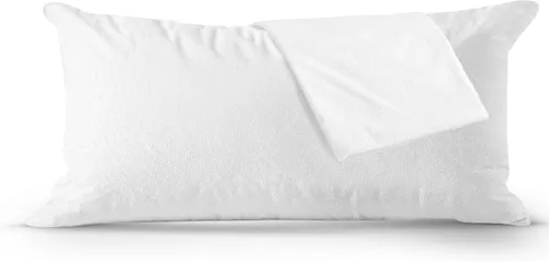 Vista 8 de Continental Bedding Protector de almohada de rizo a prueba de plumas, impermeable y de plumón: comodidad de felpa y protección superior, 26 x 26