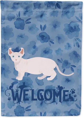Vista 186 de Caroline's Treasures CK4813CHF - Bandera de bienvenida con gato abisinio azul, manga grande, para porche, para colgar en la pared, poliéster