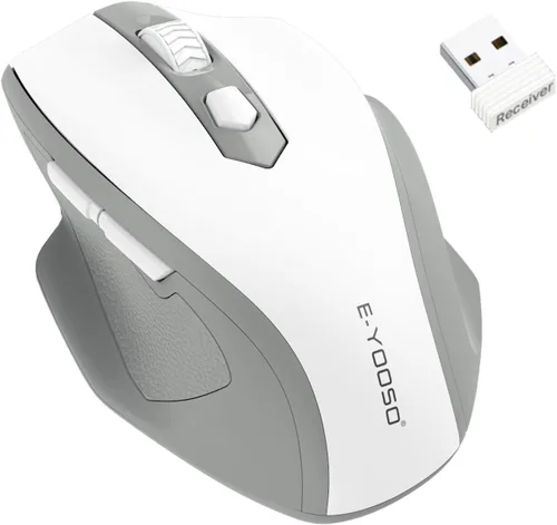 Vista 10 de E-YOOSO Mouse inalámbrico para laptop, mouse de computadora de 2.4 GHz, 5 ratones inalámbricos de oficina DPI ajustables con receptor USB, 6