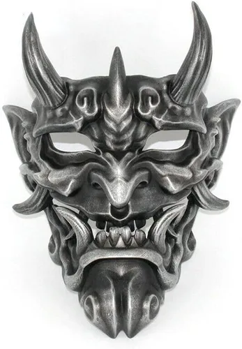 Vista 8 de AUSUKY Máscara de Prajna japonesa Hannya NOH Kabuki Devil Demon Oni Samurai Halloween Cosplay Máscaras rojo