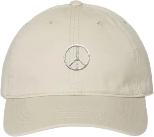 Vista 14 de Go All Out Sombrero de papá bordado con signo de paz para adultos Negro