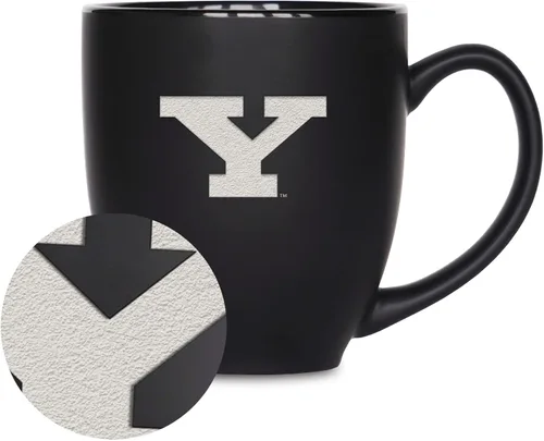 Vista 448 de Rico Industries - Taza de cerámica mate negra con grabado láser estándar de 15oz para NCAA (escuelas T & U) - Para bebidas calientes o frías