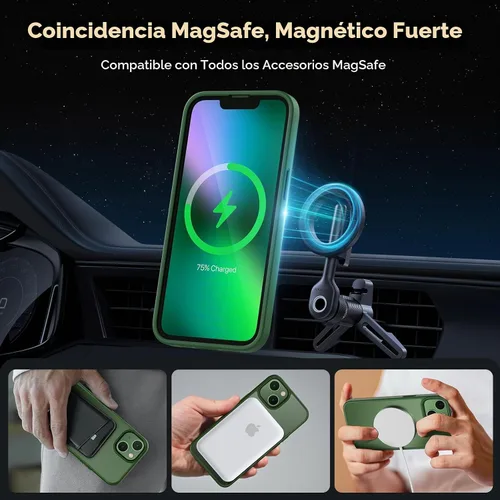 Vista 3 de Miracase - Funda magnética para iPhone 13 de 6.1 pulgadas (compatible con MagSafe) (con 2 protectores de pantalla), protección de grado militar