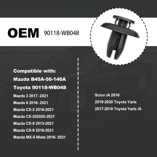 Vista 4 de 30 piezas de cubierta del motor del parachoques del alerón de salpicaduras con clip de retención de tipo de empuje compatible con Mazda 3 5 6 CX-3