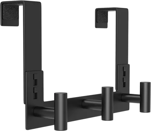 Vista 16 de HUFEEOH Paquete de 1 soporte negro para puerta con 4 ganchos en T