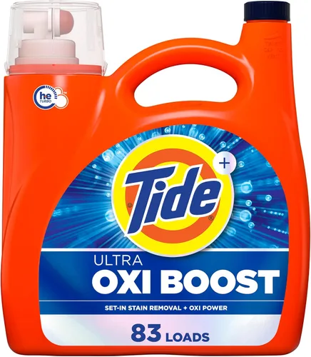 Vista 14 de Tide Ultra Oxi Boost - Detergente líquido para ropa con potencia extra de Oxi, 132 onzas líquidas, 94 cargas, removedor avanzado de manchas