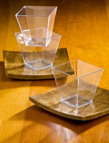 Vista 3 de Zappy elegante de 2 oz Square Mini tazas anteojos 2oz Claro, Tamaño Pequeño), diseño de cubeta de postre cuencos para aperitivos de postre