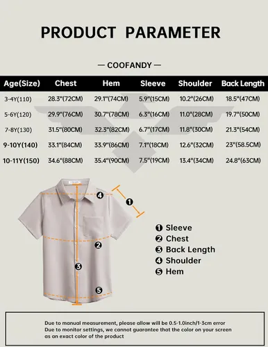 Vista 6 de COOFANDY Men Boys Linen Shirts Short Sleeve Button Down Shirts Hawaiian Tropical Shirts