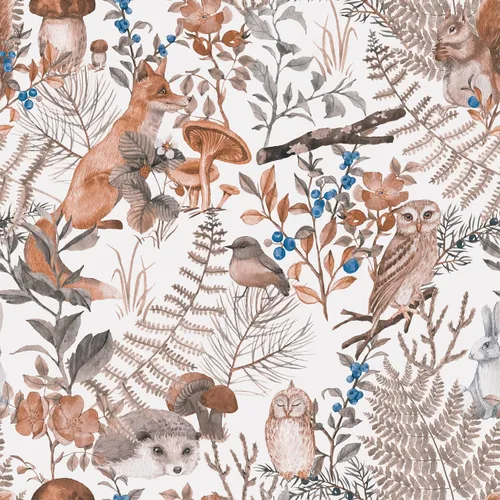Vista 8 de Blooming Wall DPY25-5 - Papel tapiz autoadhesivo removible con diseño de animales en bosques verdes