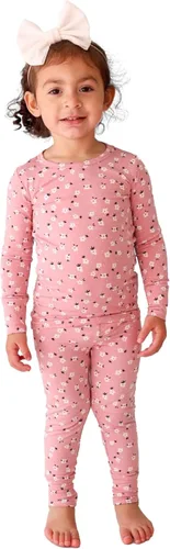 Vista 26 de Posh Peanut Pijamas para niñas, suaves, de viscosa de bambú para niños, pijamas a juego de manga larga para niñas