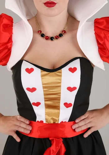 Vista 7 de Women's Flirty Queen of Hearts Costume, Corset, Shrug Jacket, and Skirt Adult Outfit for Halloween Costume and Roleplay
