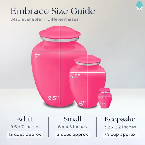 Vista 8 de Geturns Abraza pequeñas urnas de cremación personalizadas para cenizas humanas I Urna funeraria rosa brillante para hombres y mujeres con capacidad