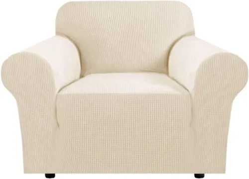 Vista 101 de H.VERSAILTEX Funda elástica para sofá, fundas suaves para muebles de 3 cojines, con tela jacquard gruesa a cuadros con parte inferior elástica, sofá