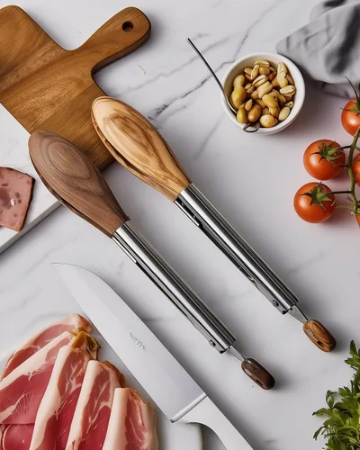 Vista 7 de Boxiki Kitchen Pinzas de madera para cocinar, pinzas antiadherentes para ensalada de cocina para servir alimentos, asar a la parrilla, cocinar