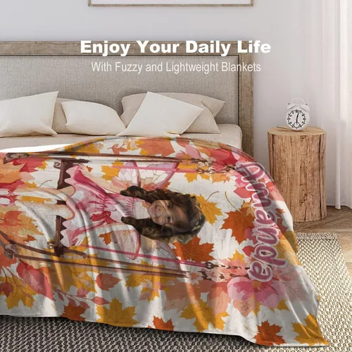 Vista 2 de Artsadd Manta facial personalizada de princesa para niñas, personalizada con cara de niños, manta personalizada para niños, nombre de foto de bebé