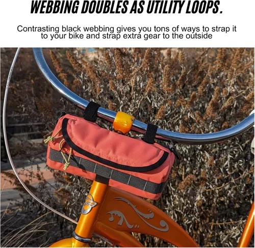 Vista 6 de Bolsa para manillar (Bikeday Cake) Capacidad de 2 litros Amplia bolsa para bicicleta con 2 correas de hebilla extra largas y 1 correa de gancho