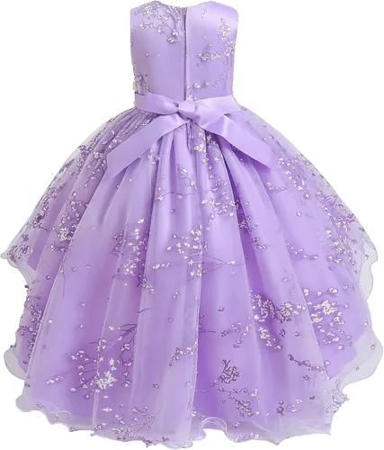 Vista 2 de USEMPER Vestido de princesa para niñas, para boda, fiesta de cumpleaños con tren, talla 3-14 años