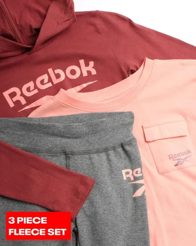 Vista 2 de Reebok Conjunto de leggings para niña, camiseta de manga larga de 3 piezas, camiseta y leggings, conjunto activo para niños pequeñosniñas, 2T-6X