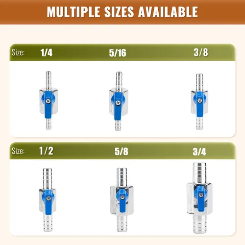 Vista 7 de Paquete de 2 mini válvulas de bola de acero inoxidable 304 con púas de identificación de manguera de 1/2 pulgada, kit de abrazaderas para agua