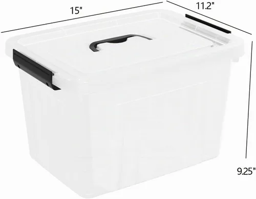 Vista 2 de Readsky Contenedor de plástico de 18 cuartos de galón con tapas y asa, bolsa de almacenamiento de plástico transparente, 4 paquetes