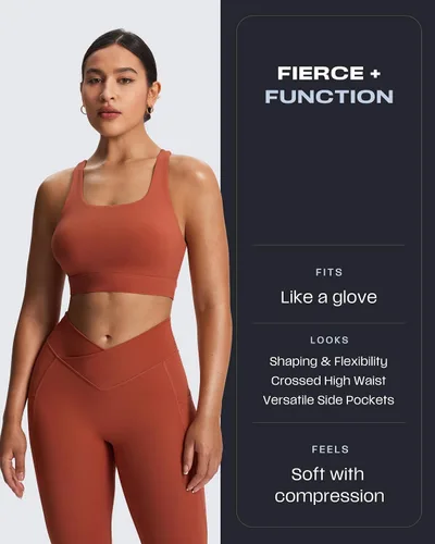 Vista 83 de Aoxjox Trinity - Pantalones de yoga de cintura alta con bolsillos para mujer, control de abdomen, cintura cruzada, leggings de entrenamiento suaves