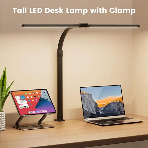 Vista 2 de Lámpara LED de Escritorio para Oficina en Casa, Luz de Escritorio de Computadora de 24W con Control Remoto, Lámpara de Mesa Brillante Regulable