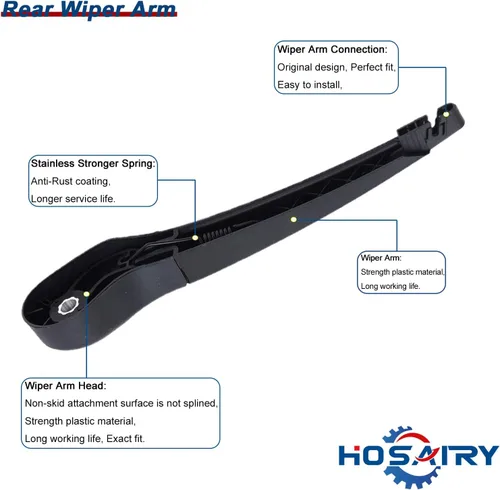 Vista 3 de Conjunto de Brazo y Escobilla Limpiaparabrisas Trasero para Ford Focus 2012-2018 hatchback SE ST RS, Conjunto de Brazo y Escobilla Limpiaparabrisas