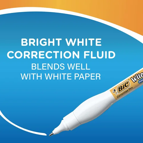 Vista 6 de BIC Wite-Out - Pluma correctora Shake 'n Squeeze, 8 ml de líquido corrector, paquete de 4 bolígrafos correctores blancos, fácil, limpia y fácil