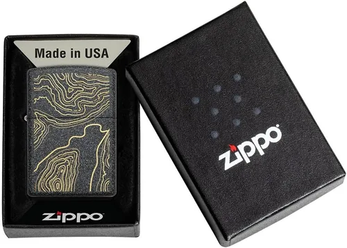 Vista 5 de Zippo Topo Map Design - Encendedor de bolsillo de piedra de hierro