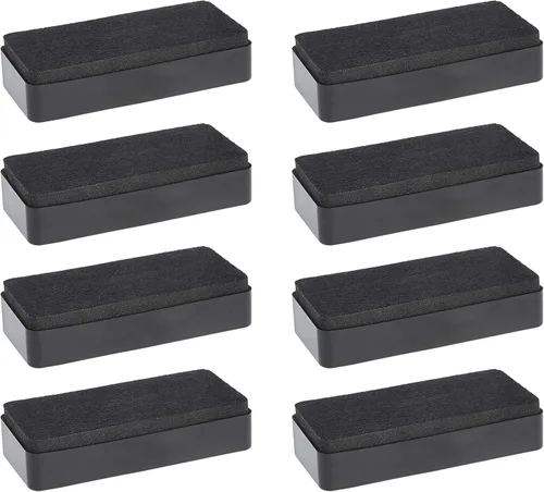 Vista 2 de Amazon Basics Borrador de pizarra blanca de borrado en seco, para escuela, oficina, hogar y aula, negro, paquete de 8