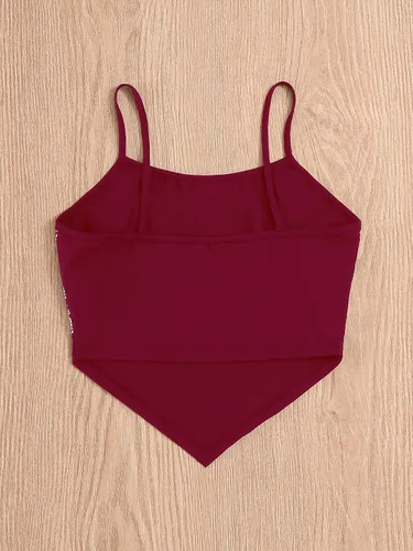 Vista 2 de SOLY HUX Top corto con tirantes delgados y dobladillo asimétrico para mujer