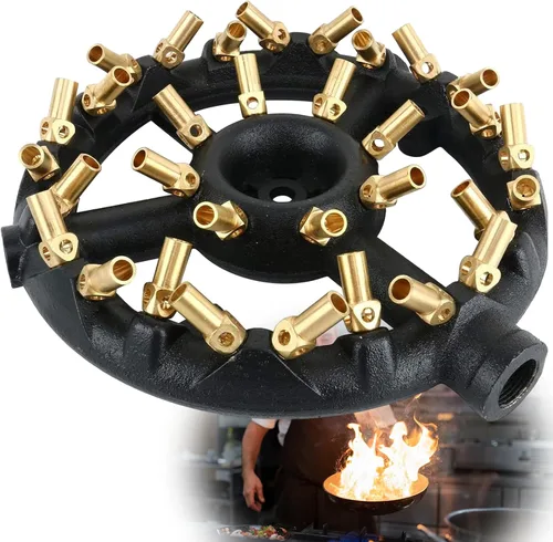 Vista 11 de Homend Quemador de chorro de gas natural para la gama de wok chino, parrilla, salteado, cuerpo de hierro fundido con boquilla redonda con 23 puntas