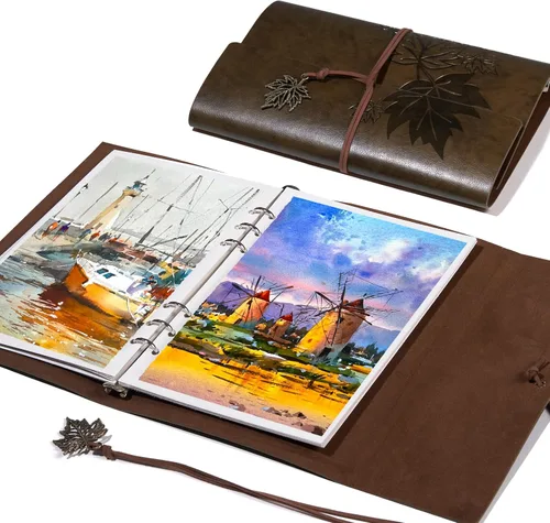 Vista 11 de Libro de bocetos de acuarela Lightwish, 100% algodón sin ácidos, papel de acuarela prensado en frío de 300 gsm/140 lb para artistas, adultos