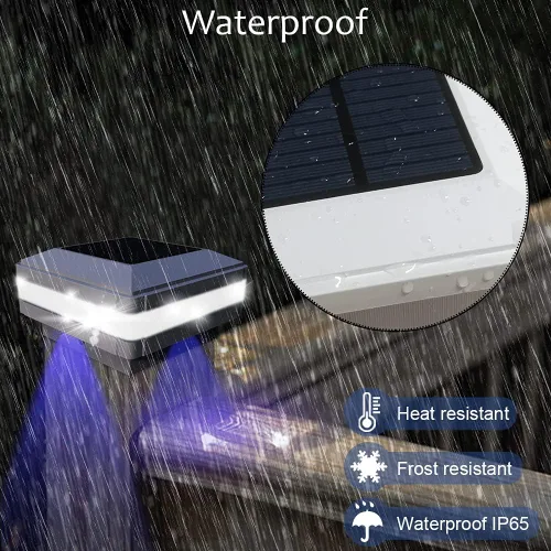 Vista 5 de FVTLED Flexfit - Paquete de 8 luces solares para postes de madera para exteriores, funciona con energía solar, para postes de madera de 3.5 x 3.5, 4