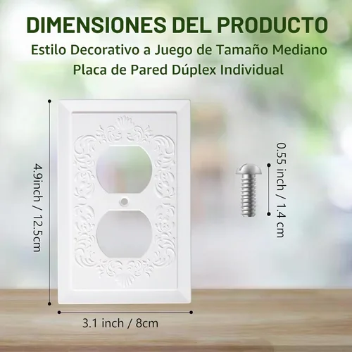 Vista 3 de Cubiertas Decorativas para Enchufes Placa de Pared, Diseño de Relieve de Pétalos Estilo Clásico, Cubierta Decorativa Moderna para Interruptor de Luz