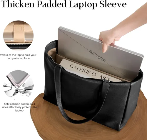Vista 4 de befen Bolso Tote de Trabajo para Laptop de Cuero Genuino para Mujeres Damas Totes Bolsos de Hombro Carteras Bandolera Bolso de Mano