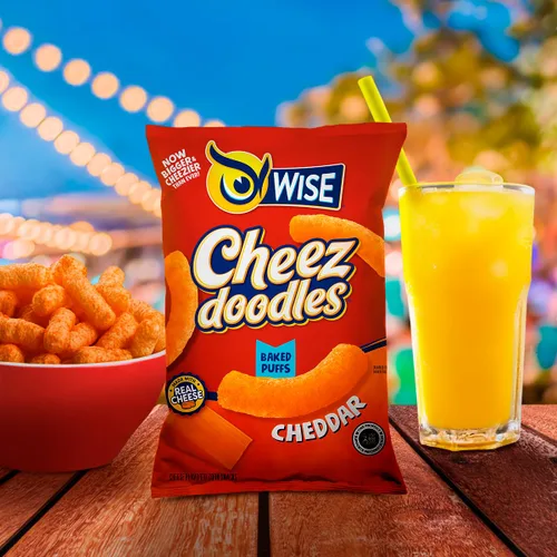 Vista 4 de Wise Snacks Cheez Doodles - Puffs horneados, queso cheddar real, 0.875 onzas (42 unidades), sin gluten