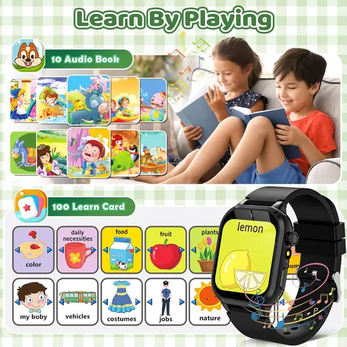 Vista 6 de OVV Reloj inteligente de juegos para niños, pantalla táctil HD de 1.54 pulgadas, más de 30 juegos educativos, cámara, podómetro, alarma, reproductor