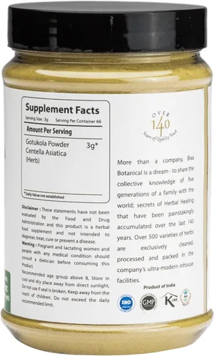 Vista 3 de bixa BOTANICAL Gotu Kola Powder (Centella Asiatica) Suplemento herbario natural ayurvédico Calidad premium pura auténtica Mejora la salud