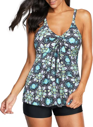 Vista 3 de American Trends Trajes de baño de dos piezas para mujer, tankini de talla grande, con control de abdomen