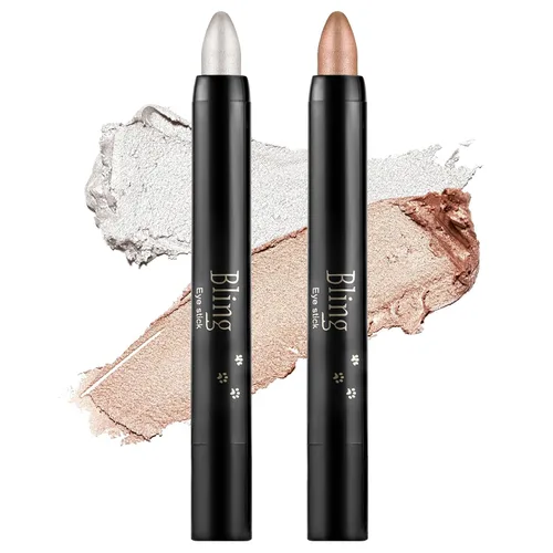 Vista 33 de Boobeen Sombra de ojos en barra impermeable con lápiz de sombra de ojos en crema brillante, kit de maquillaje de ojos con purpurina fácil de usar