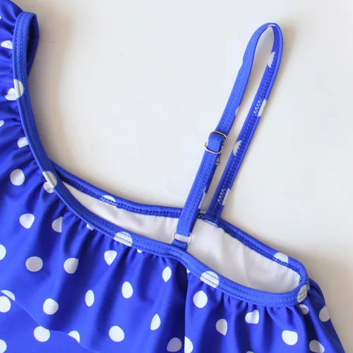 Vista 4 de Traje de baño a lunares, traje de baño de una pieza ajustable para niñas de 4 a 16 años (FBA)