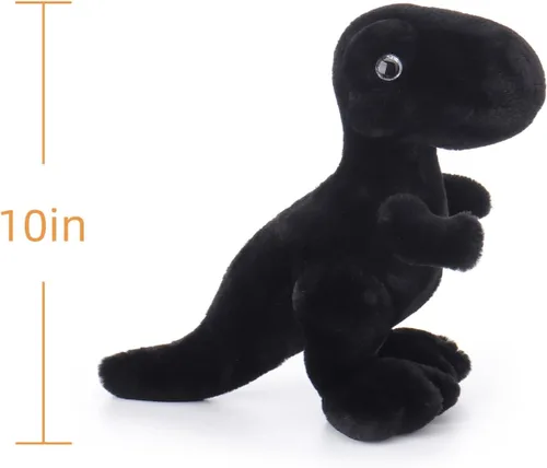 Vista 4 de Apricot Lamb Animales de peluche de dinosaurio negro para niños, juguetes de peluche suaves y lindos para bebés niñas y niños, 10 pulgadas