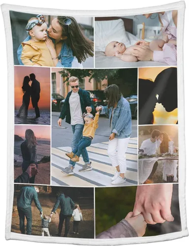 Vista 23 de Mantas personalizadas con collage de fotos, mantas personalizadas con texto y imagen, mantas de franela suave, mantas de cama regalo para bebé