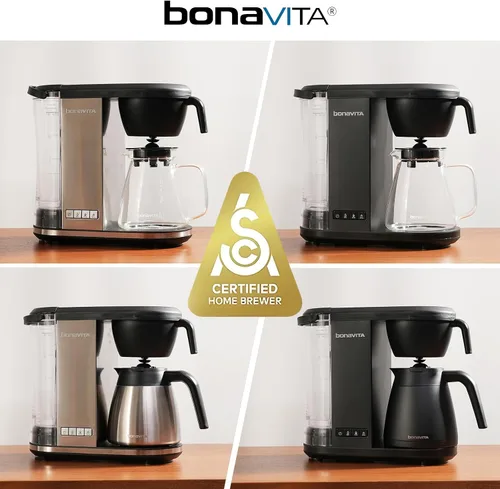 Vista 7 de Bonavita Enthusiast Cafetera de goteo de 8 tazas, para verter, máquina de café certificada SCA con jarra de vidrio, panel de acero inoxidable Negro