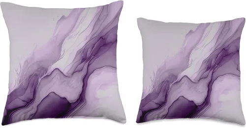 Vista 3 de Pretty Trendy Modern Color Designs Almohada de flujo de tinta abstracta color morado lavanda, 16 x 16 pulgadas, multicolor