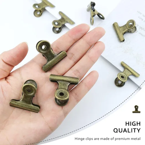 Vista 3 de 20 clips metálicos para carpeta de bulldog, abrazaderas de papel con bisagras de 1.2 pulgadas para bolsas de alimentos, fotos, manualidades de arte