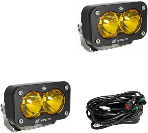 Vista 11 de Baja Designs S2 Sport - Par de cápsulas de luz LED negras – 2 unidades LED con arnés de cableado (conducción/combinado; ámbar)